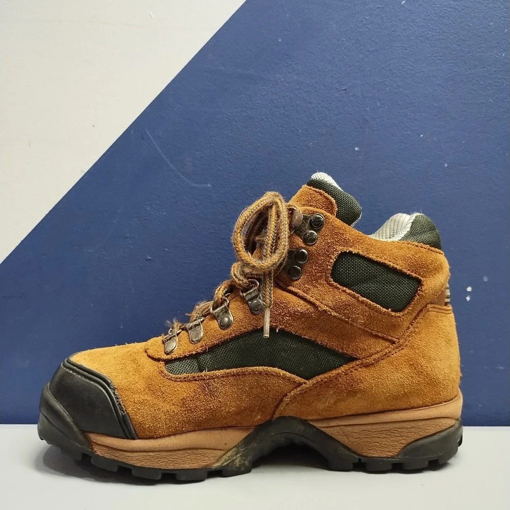 Vintage Eddie Bauer Raichle Hiking Boots Mens 6.5 Brown Black Waterproof Lace Up